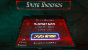 Launch Saved Dungeon Panel